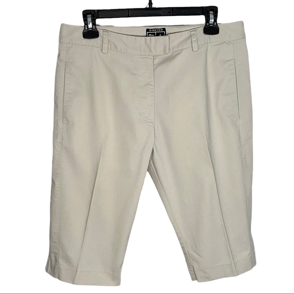 adidas Golf Bermuda Shorts Beige Stone Sporty Activewear Travel | 8